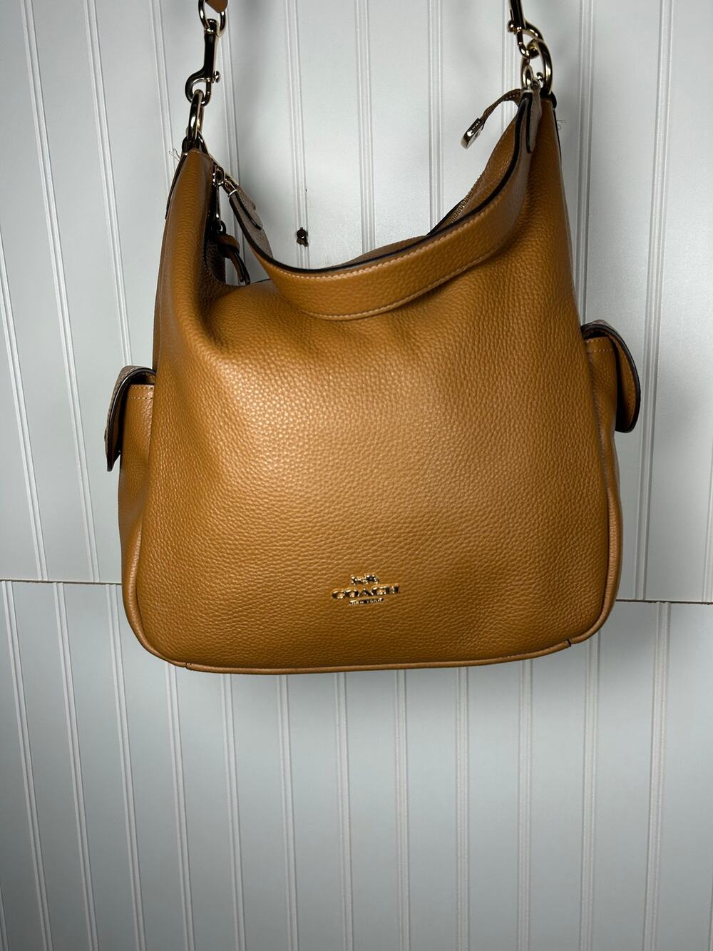 Coach Brown Camel Pebbled Leather Bleecker Sullivan Crossbody Hobo Bag